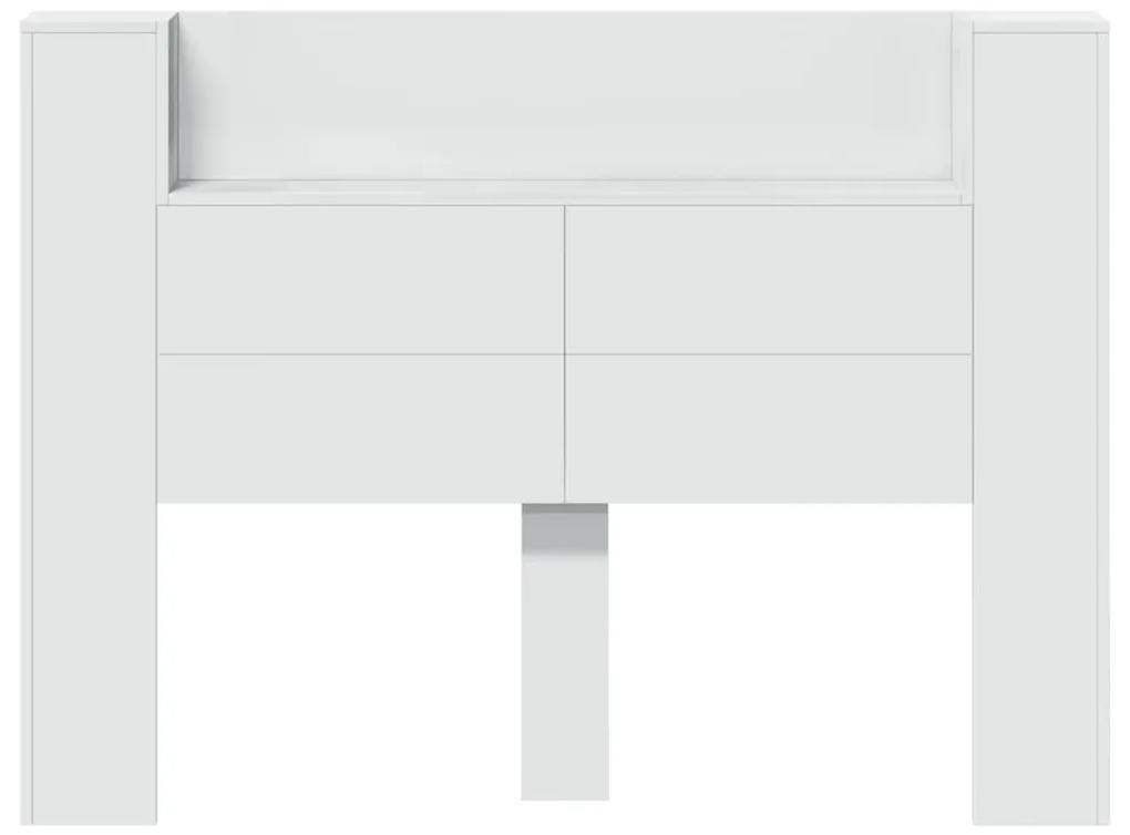 Armário de cabeceira com luzes LED 140x16,5x103,5 cm branco