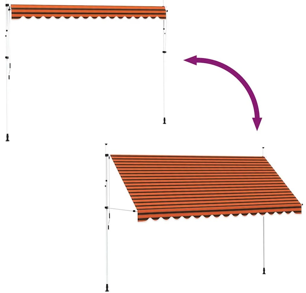 Toldo retrátil manual 400 cm laranja e castanho