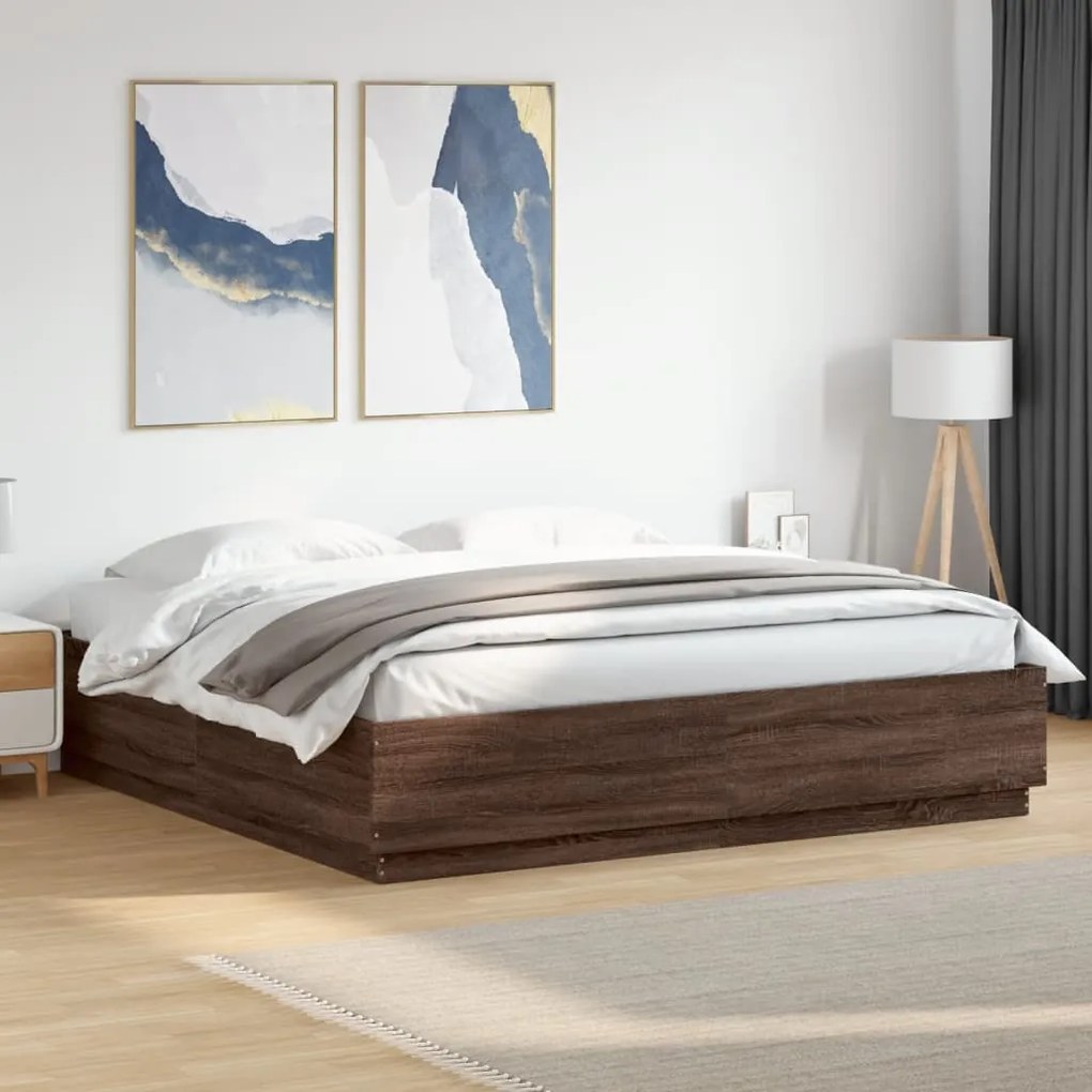 vidaXL Estrutura de cama 180x200cm derivados madeira carvalho castanho