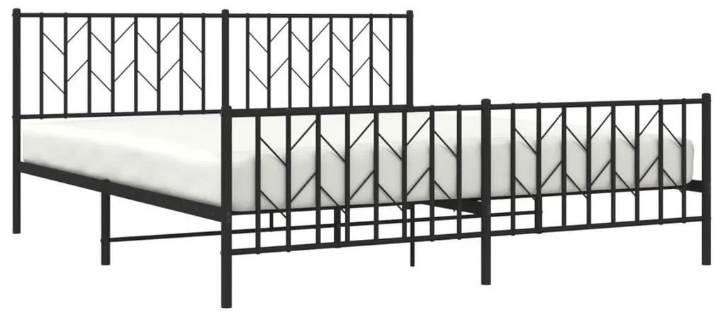 Estrutura de cama com cabeceira e pés 183x213 cm metal preto