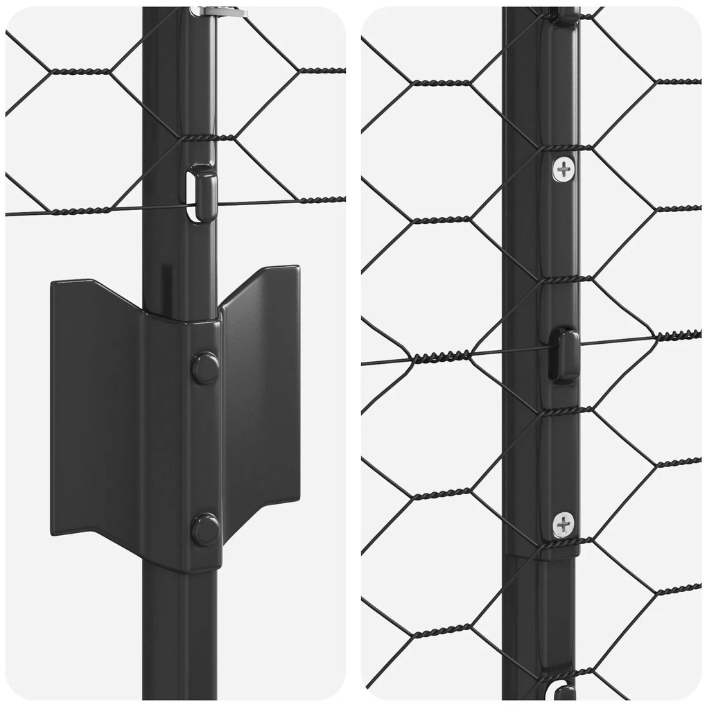 Postes de Cerca vidaXL 22 pcs U-Channel Cinza 140 cm Aço, Cerca Hexago