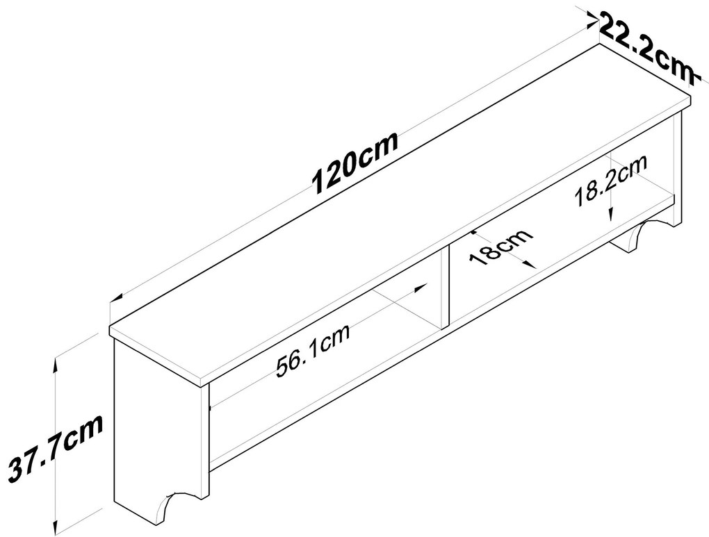 Cabide de Entrada P2 – Branco e Nogueira – 120x37,2x22,2 cm