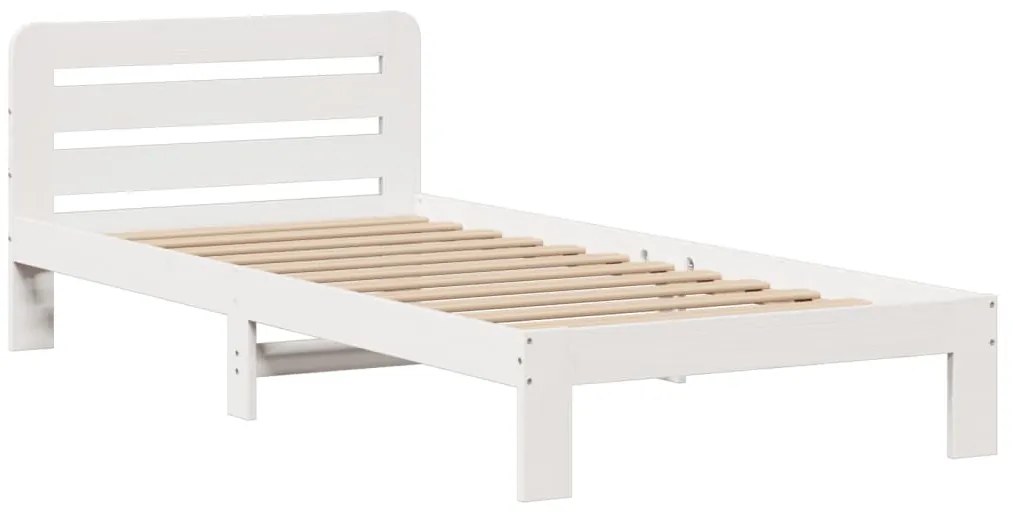 Cama com estante sem colchão 75x190 cm pinho maciço branco