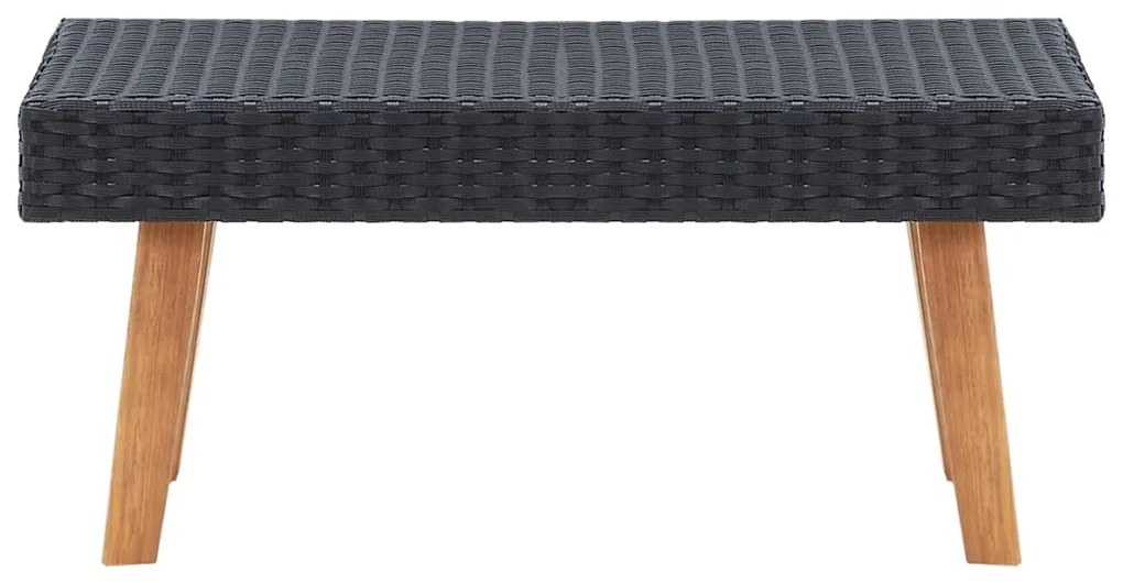 2 pcs conjunto lounge de jardim c/ almofadões vime PE preto