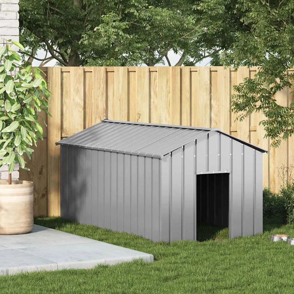 Casota para cães com telhado 114x202x101 cm aço galvanizado
