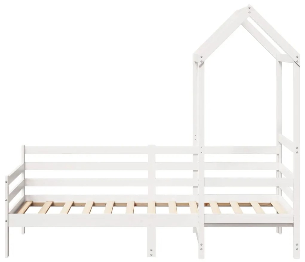 Sofá-cama com telhado 90x200 cm madeira de pinho maciça branco