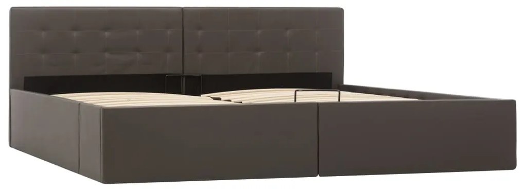 Cama hidráulica c/ arrumação 180x200cm couro artificial cinza