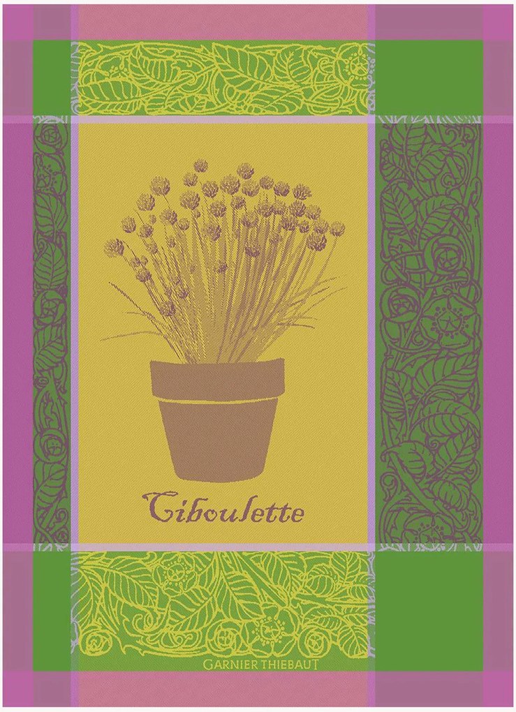Panos de cozinha jacquard Ciboulette Menthol, conjunto de 4