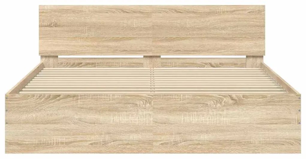 Estrutura de cama com cabeceira 140x190 cm carvalho sonoma