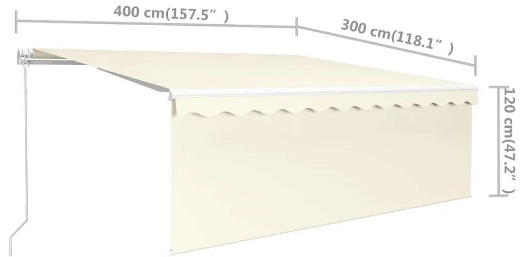 Toldo retrátil manual com estore 4x3 m cor creme