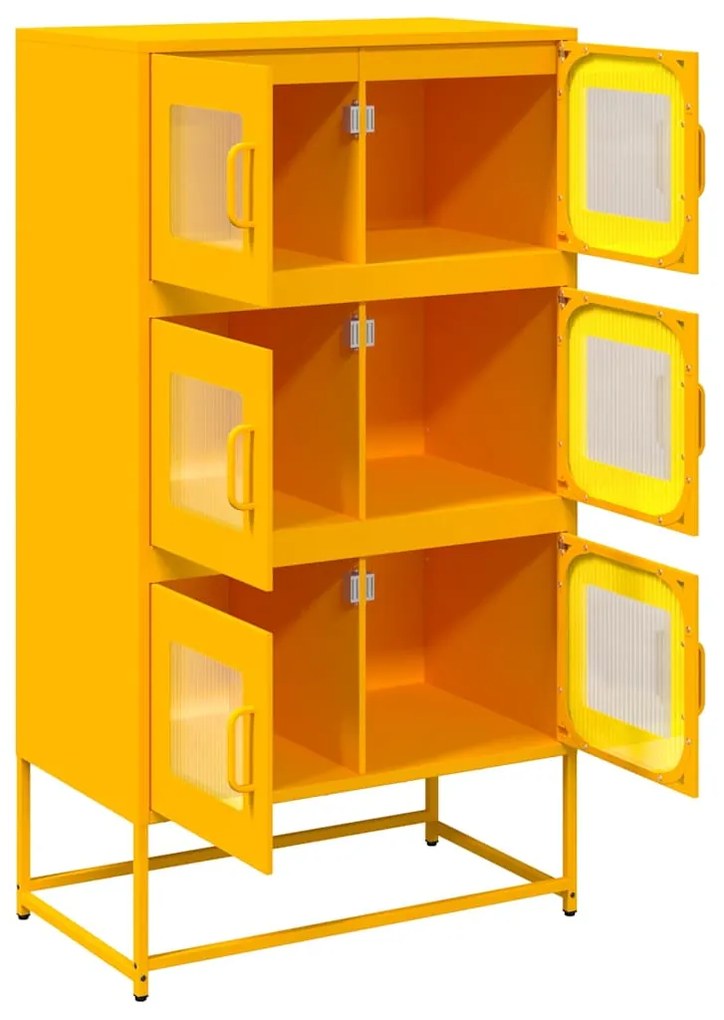 Aparador alto 68x39x123 cm aço amarelo mostarda