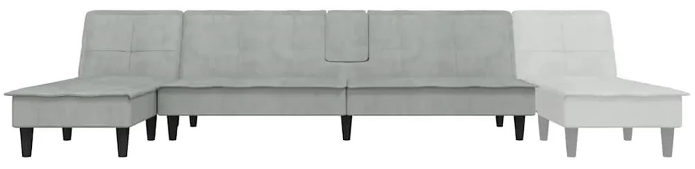 Sofá-cama em forma de L 255x140x70 cm veludo cinzento-claro