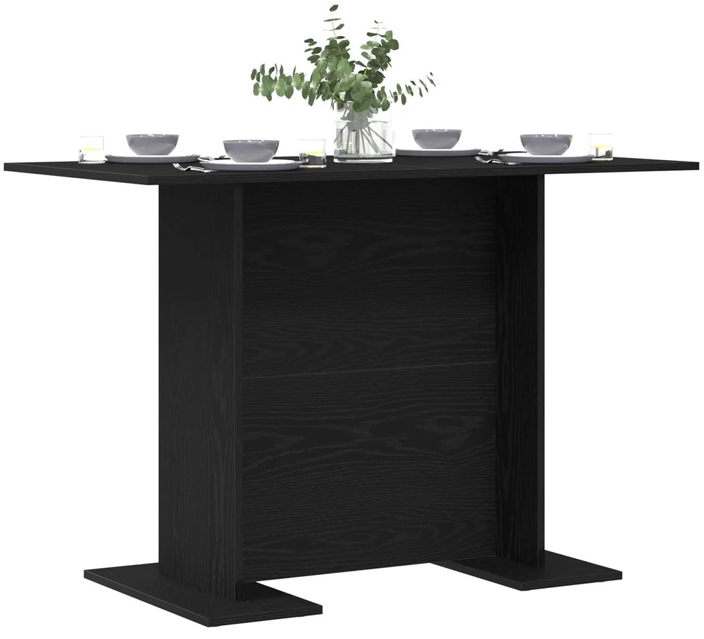 Mesa de Jantar vidaXL Preto Carvalho 110x60x75 cm Madeira Ingenheirada