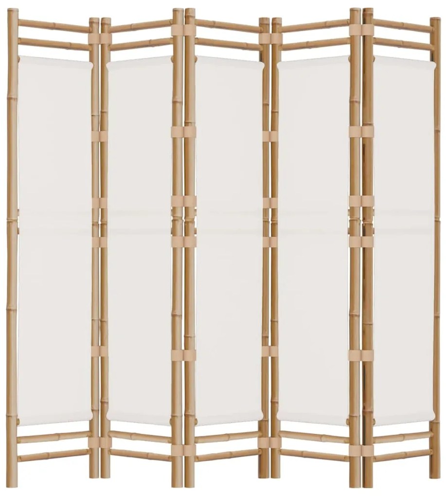 Divisória/biombo com 5 painéis dobráveis 200 cm bambu e lona
