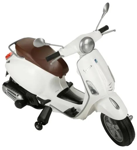 Vespa Primavera, 12v, Mota elétrica infantil assento de couro Branca