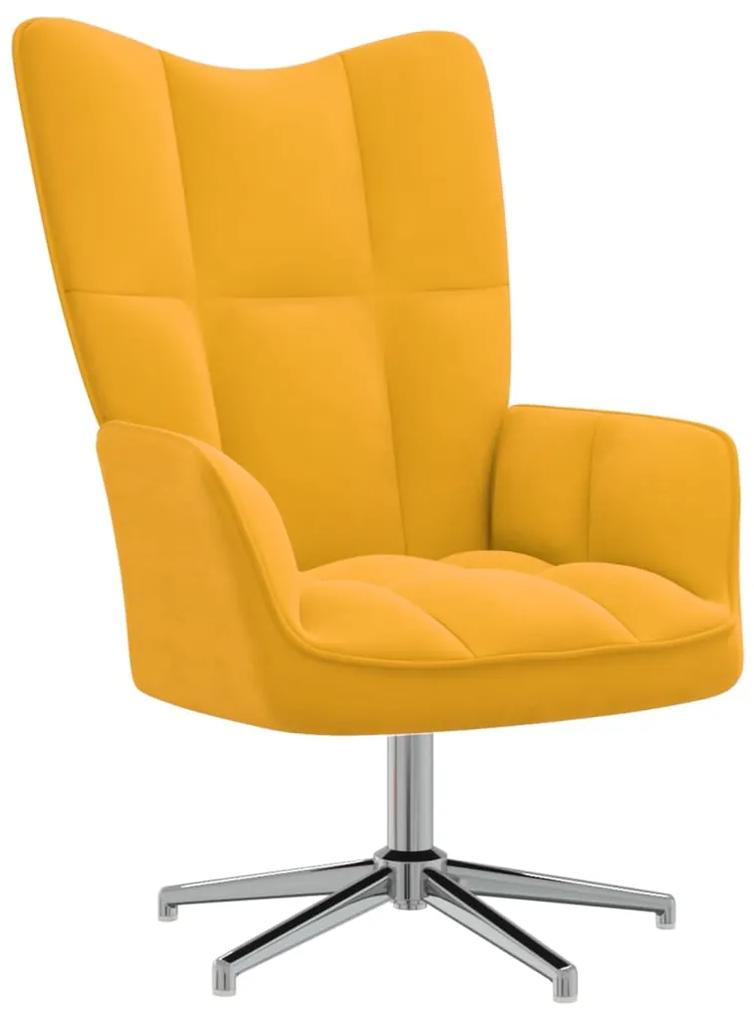 328124 vidaXL Cadeira de descanso veludo amarelo mostarda