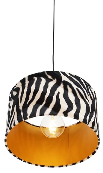 Candeeiro de suspensão moderno preto com abajur de zebra 35 cm - Combi Moderno