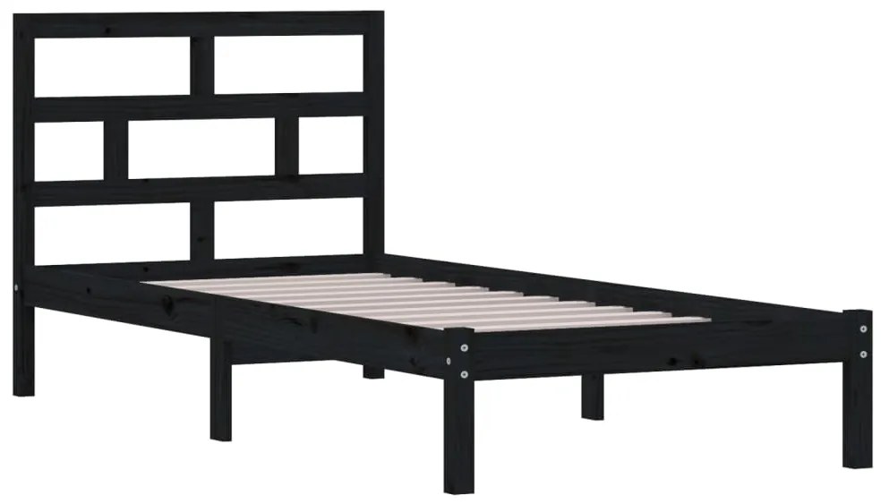 Estrutura de cama 100x200 cm madeira de pinho maciça preto
