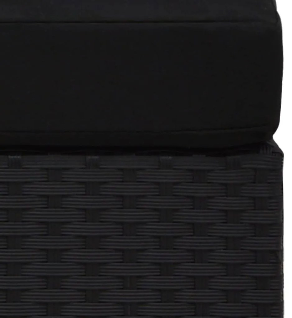 2 pcs conjunto lounge para jardim vime PE preto