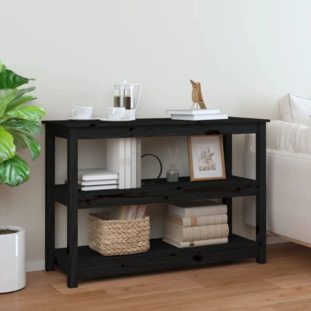 vidaXL Mesa consola 110x40x74 cm madeira de pinho maciça preto