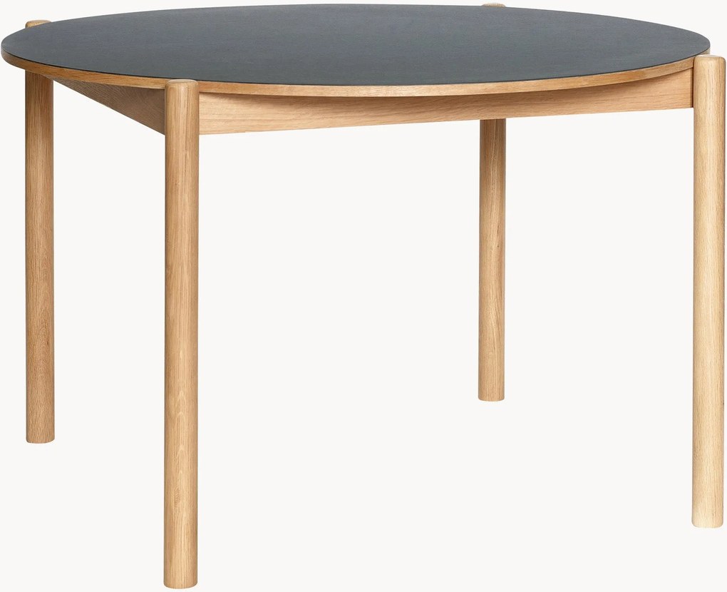 Mesa de jantar redonda com tampo em linóleo Oblique, Ø 115 cm