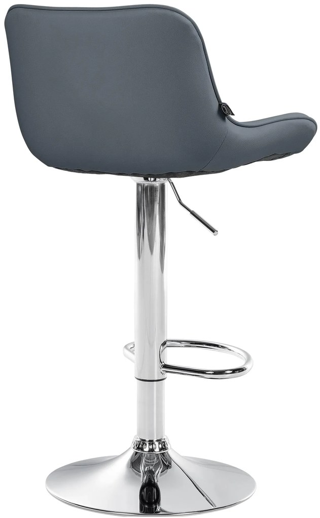 Banco alto em couro sintético com estrutura prateada 85-106 x 49 x 51 cm cinzento