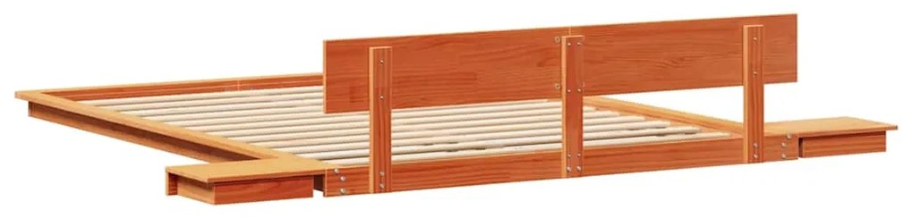 Estrado de Cama com Mesas de Cabeceira Castanho Encerado 140x200cm Mad