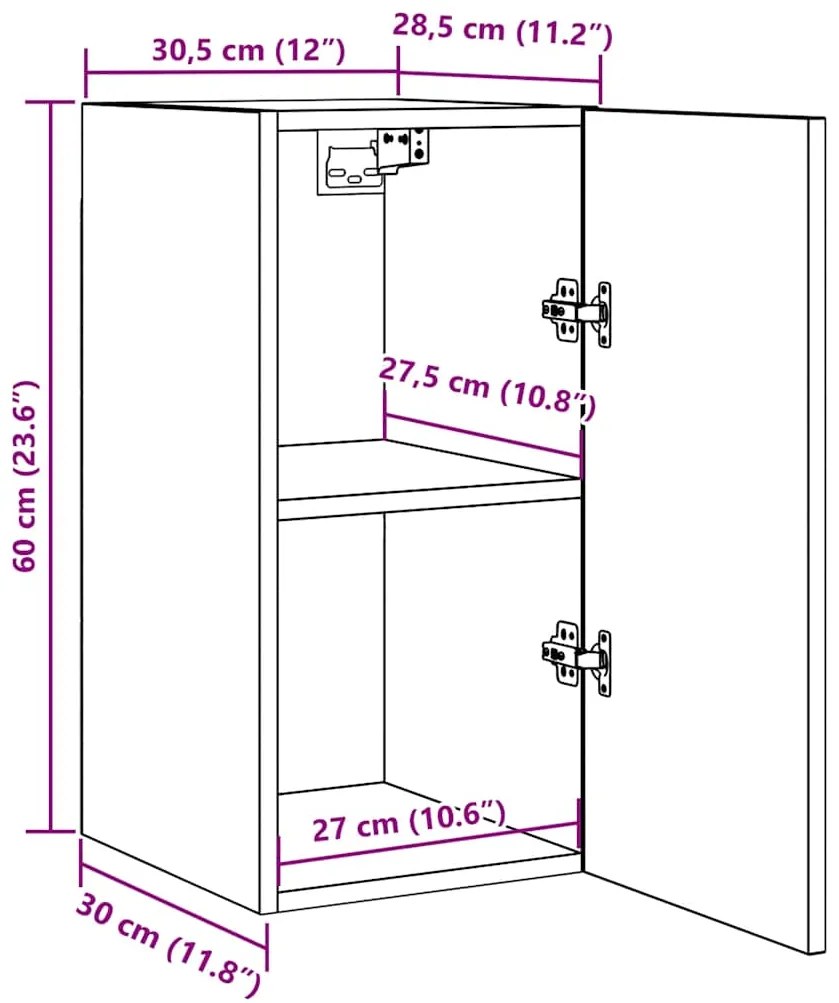 Móveis de TV 2 pcs 30,5x30x60 cm madeira cor carvalho castanho