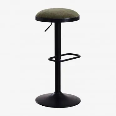 Banqueta Alta Ajustável Igarasi Em Metal E Tecido Preto - Verde Exército - Sklum