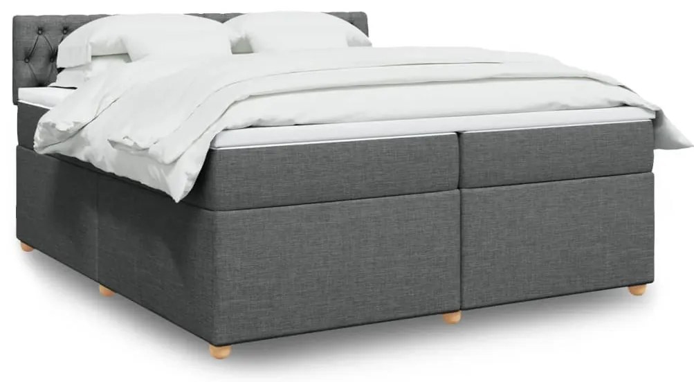 Cama com molas/colchão 200x200 cm tecido cinzento-escuro