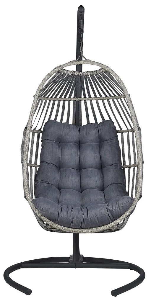 Cadeira suspensa em rattan cinzento escuro com suporte SESIA Beliani