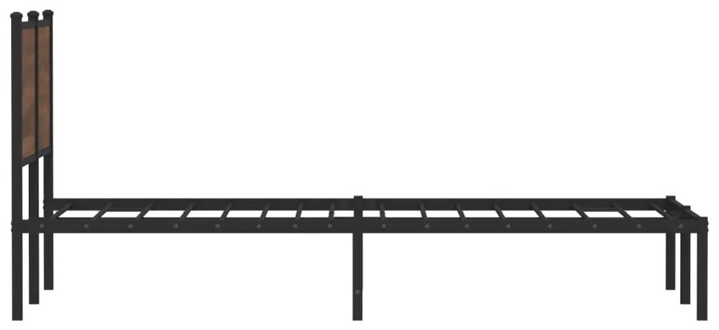 Estrutura de cama sem colchão 120x190cm metal carvalho castanho