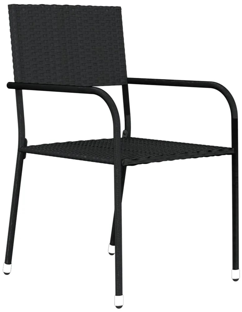 3 pcs conjunto de jantar para jardim preto