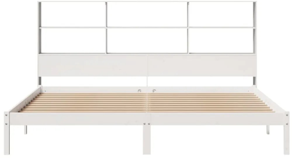Cama com estante sem colchão 200x200 cm pinho maciço branco