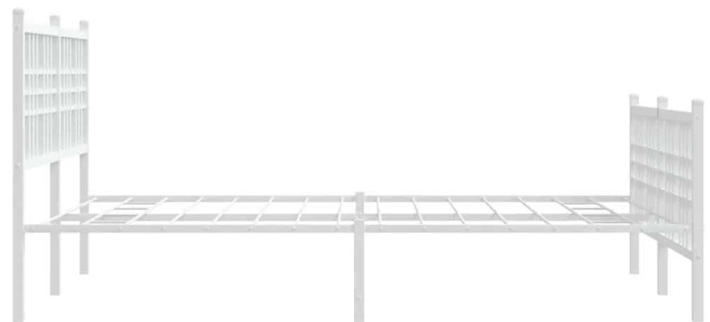 Estrutura de cama com cabeceira e pés 140x190 cm metal branco