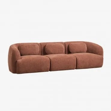 Sofá Modular De 3 Peças Em Chenille Coquette Chenille Castanho Ferrugem - Sklum