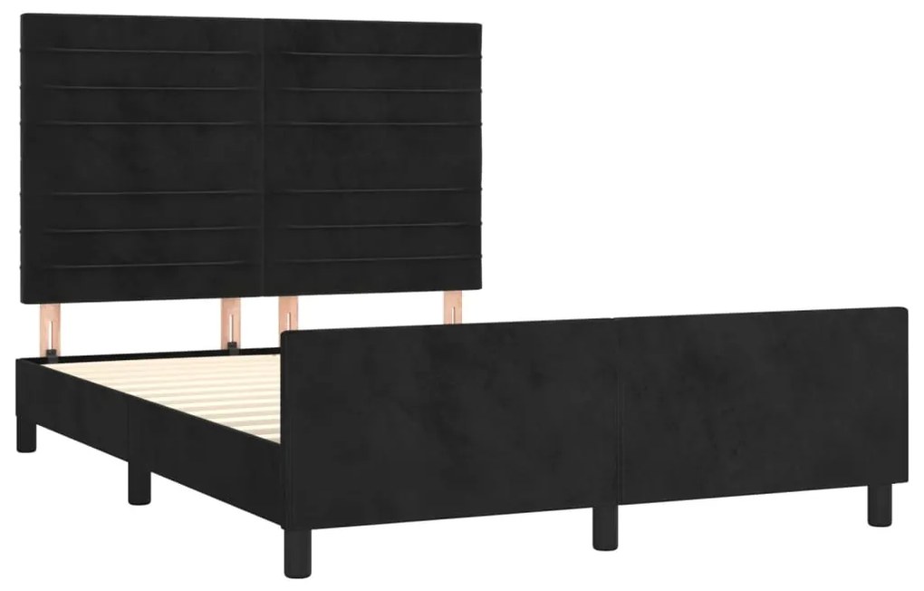 Estrutura de cama sem colchão 140x200 cm veludo preto