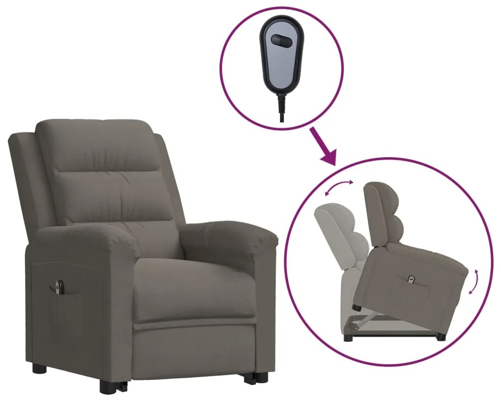 vidaXL Poltrona elevatória veludo cinzento-claro