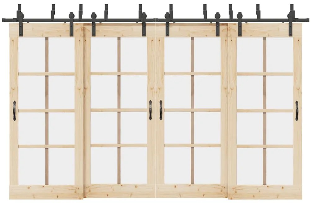 Kit de ferragens para porta deslizante 366 cm aço preto