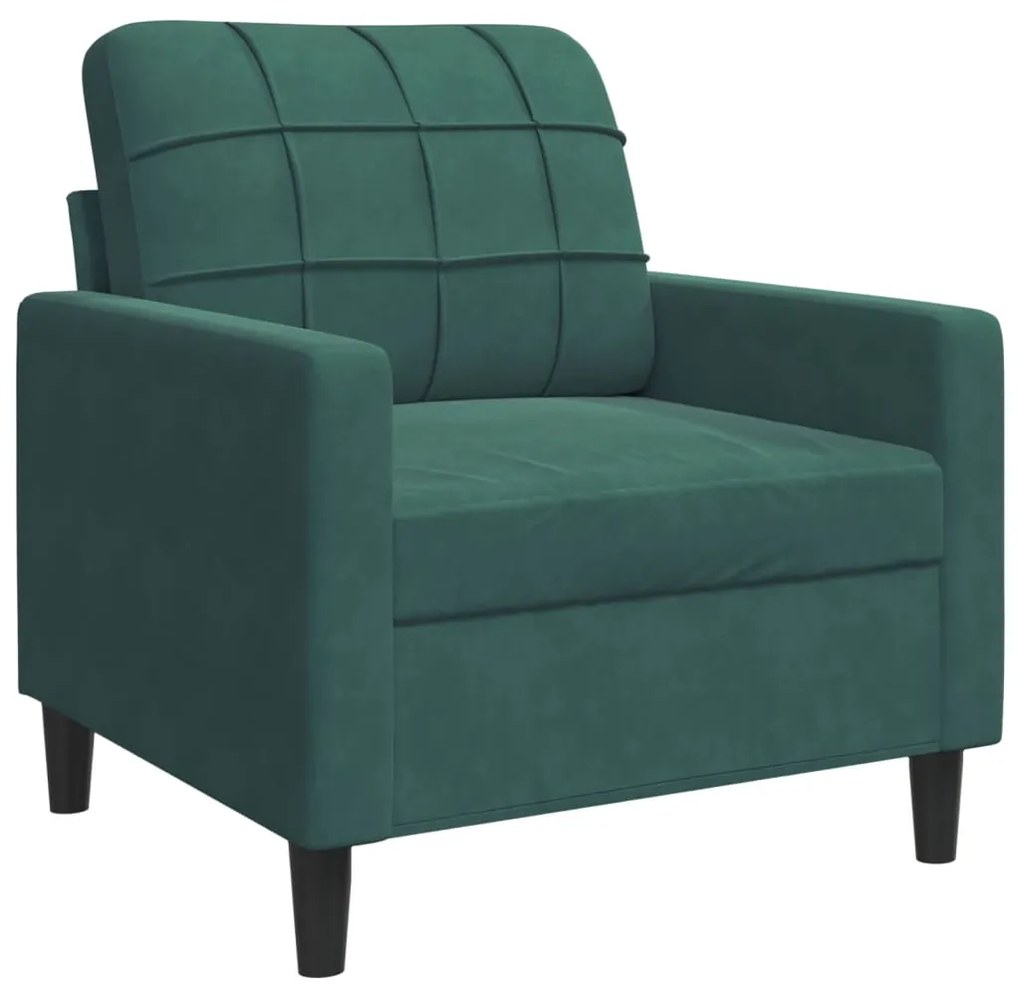 4 pcs conjunto sofás com almofadões e rolos veludo verde-escuro