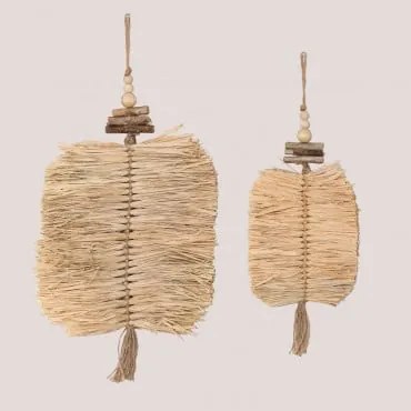 Conjunto De 2 Decorações De Parede Em Ráfia Pravia Natural - Sklum
