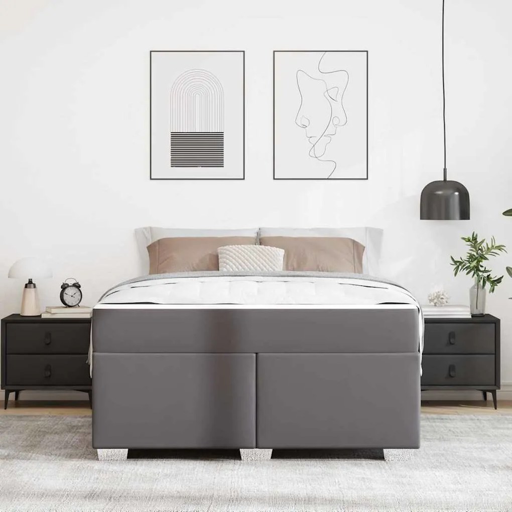 Estrutura da Cama Outros Cinzeto 140 x 200 cm Couro sintético
