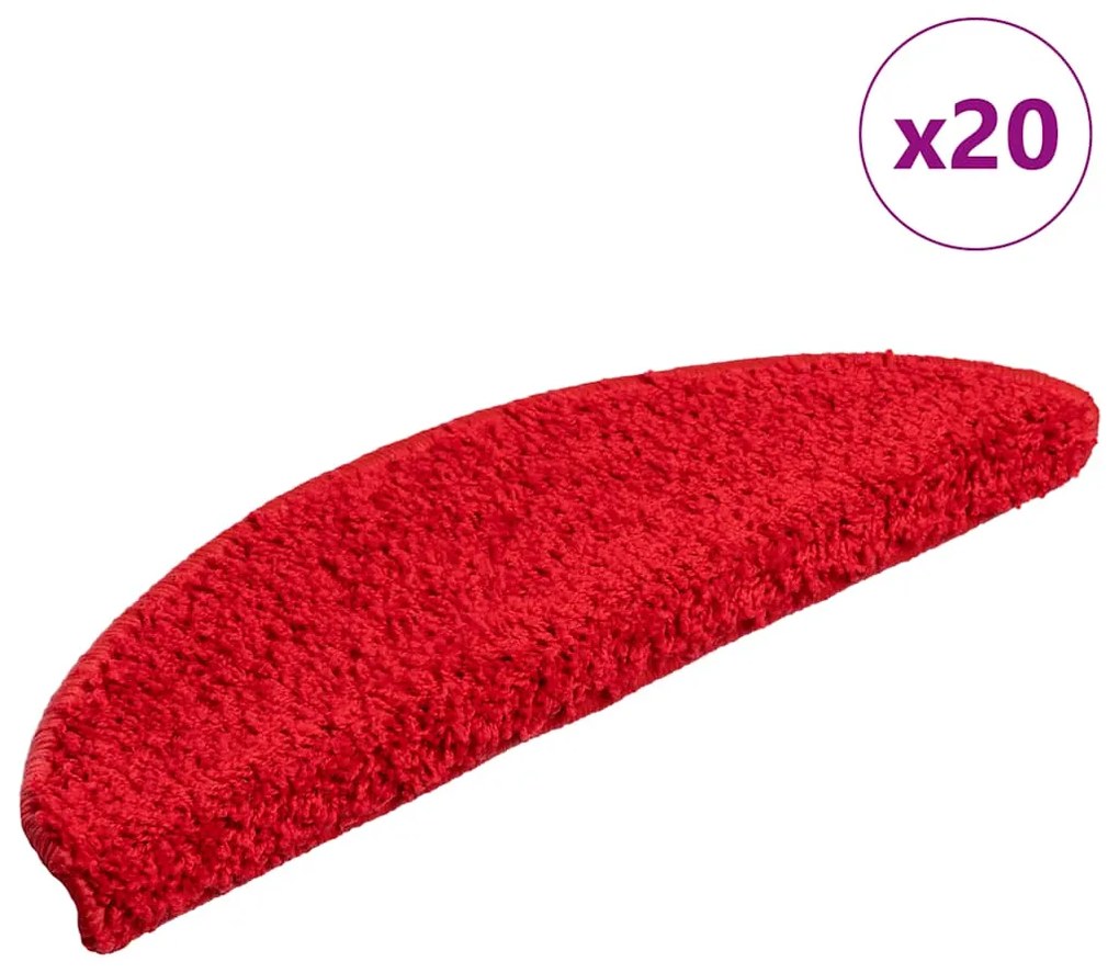 vidaXL Tapetes de escada 20 pcs 56x17x3 cm vermelho