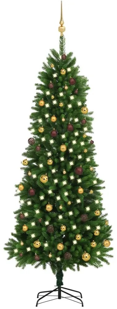 vidaXL Árvore Natal artificial pré-iluminada c/ bolas 240 cm verde