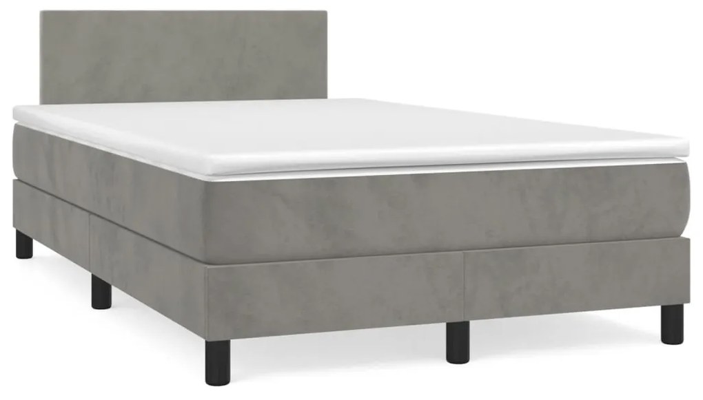 vidaXL Cama boxspring com colchão 120x190 cm veludo cinzento-claro