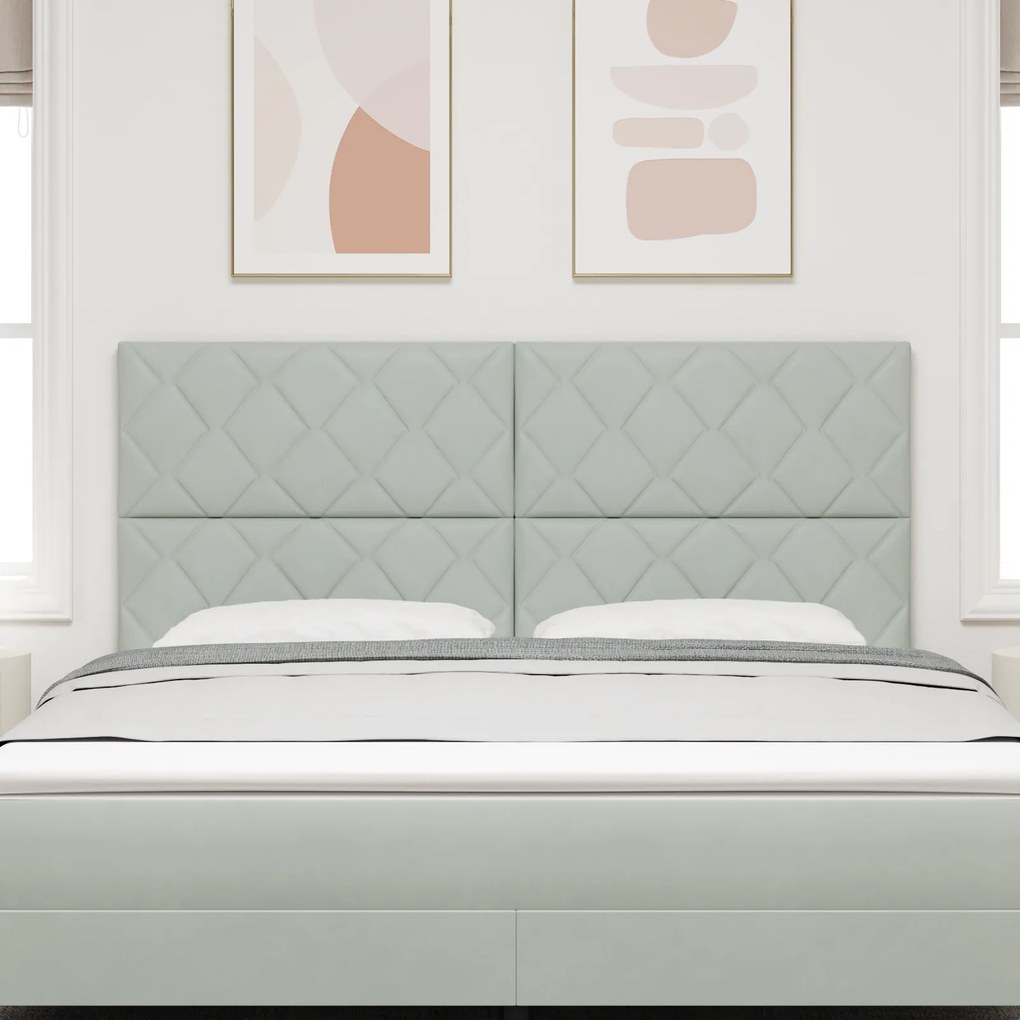 Cabeceira Design Blocos de Diamante Cinza Claro 180 cm Veludo