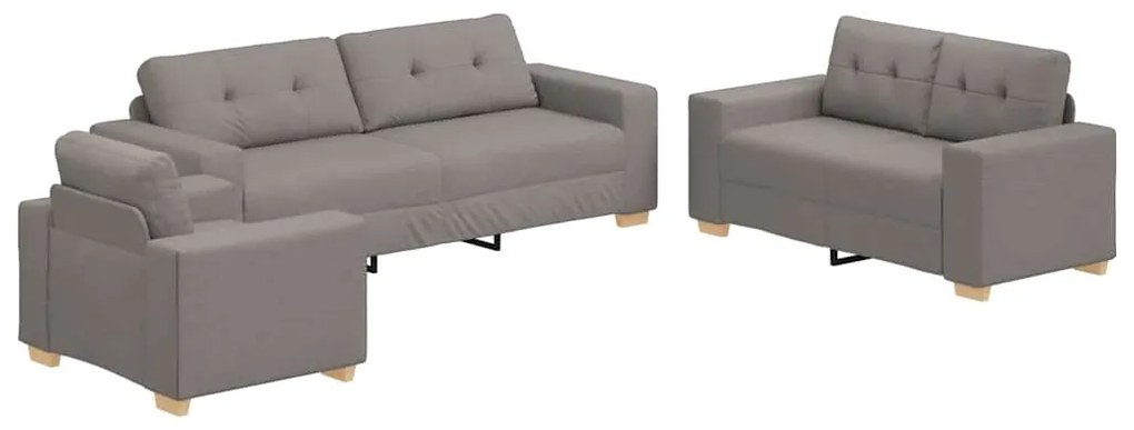 Conjunto de Sofá de 3 Peças com Almofadas em Tecido Taupe