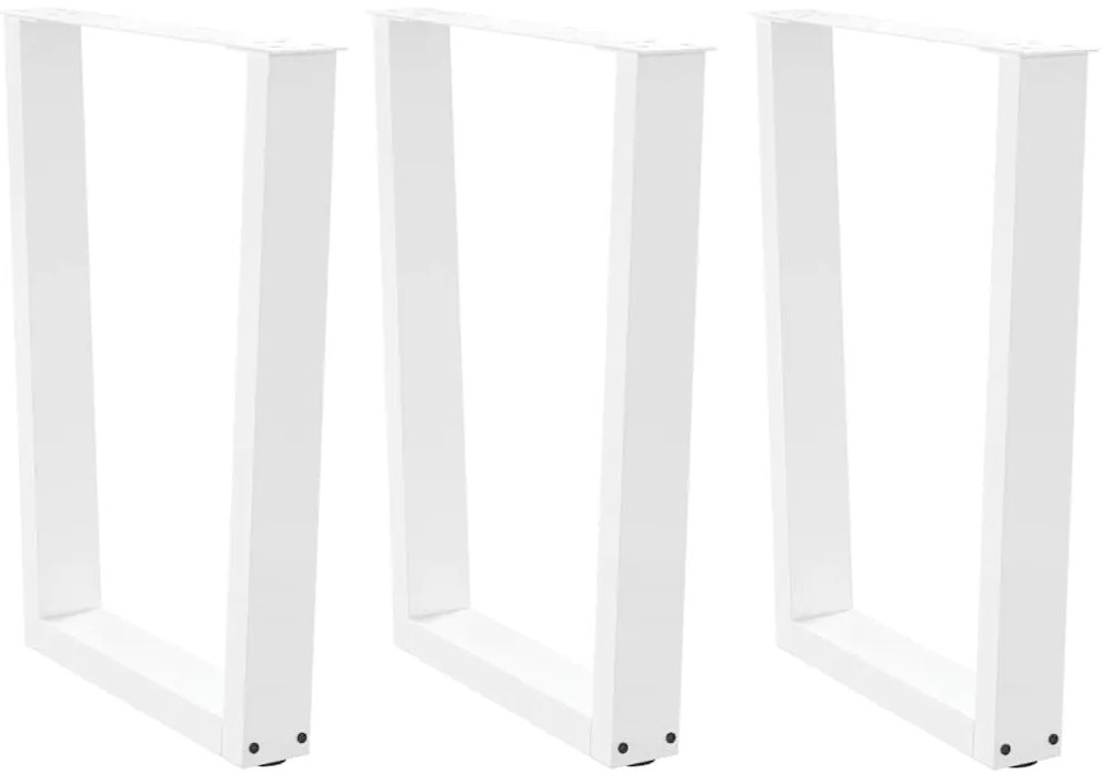 vidaXL Pernas para mesa de jantar em V 3 peças, branco, 70x(72-73,3) cm, aço