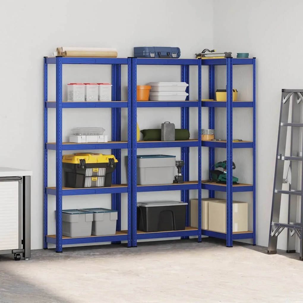 Prateleiras de armazenamento de 5 camadas 3 pcs aço azul