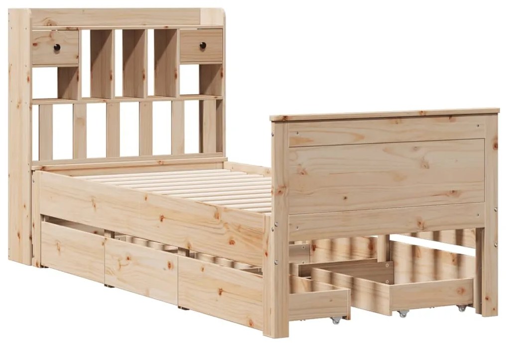 Cama com estante sem colchão 75x190 cm pinho maciço